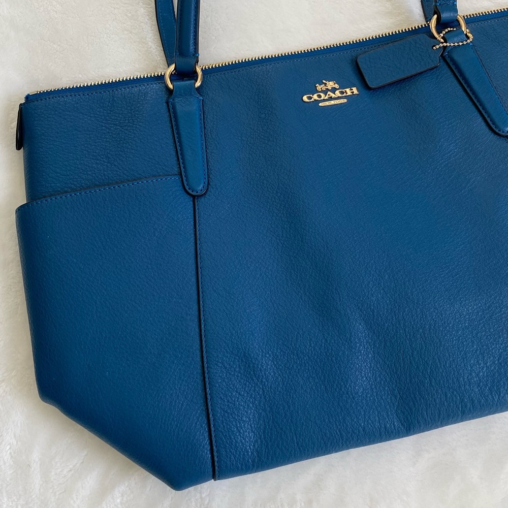 Coach Blue Leather Women's Shoulder Bag Tote - Picture 5 of 12
